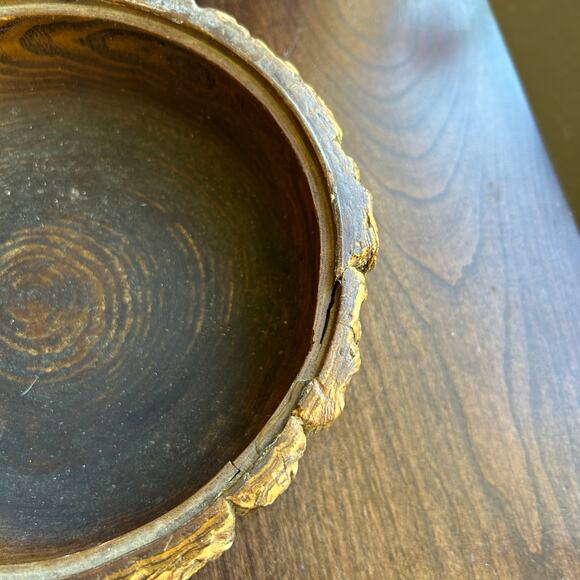 Vintage MCM Modern Wood Tree Bark Bowl Live Edge - Picture 10 of 10